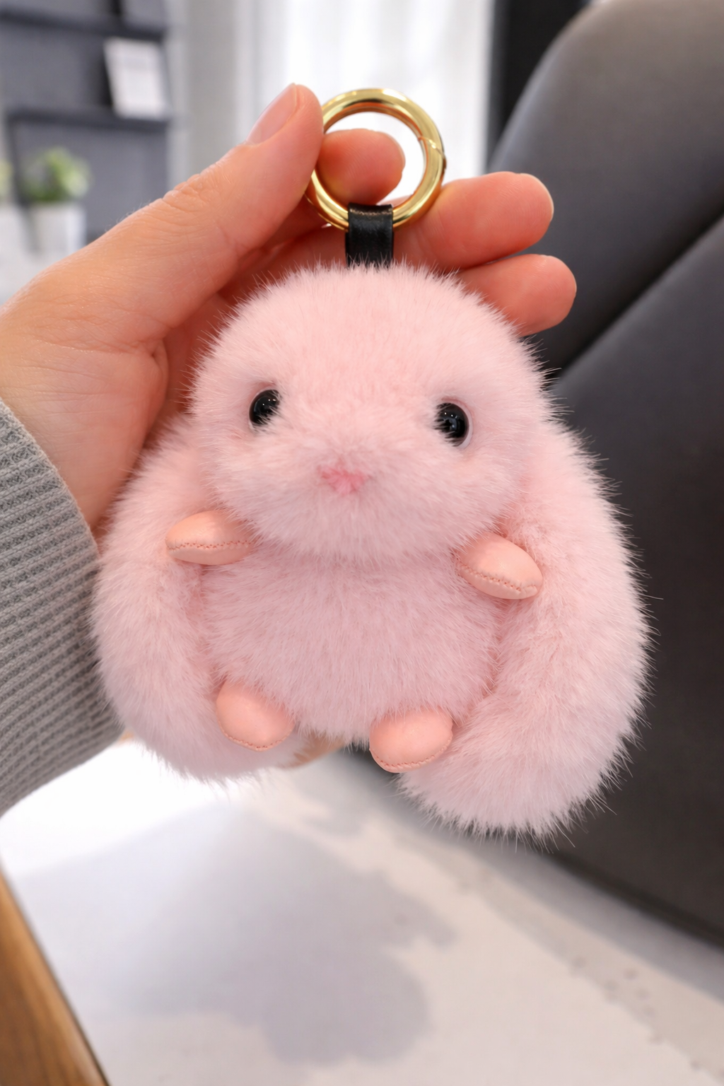 Plush Bunny Charm Bag or Keychain - Pink Color