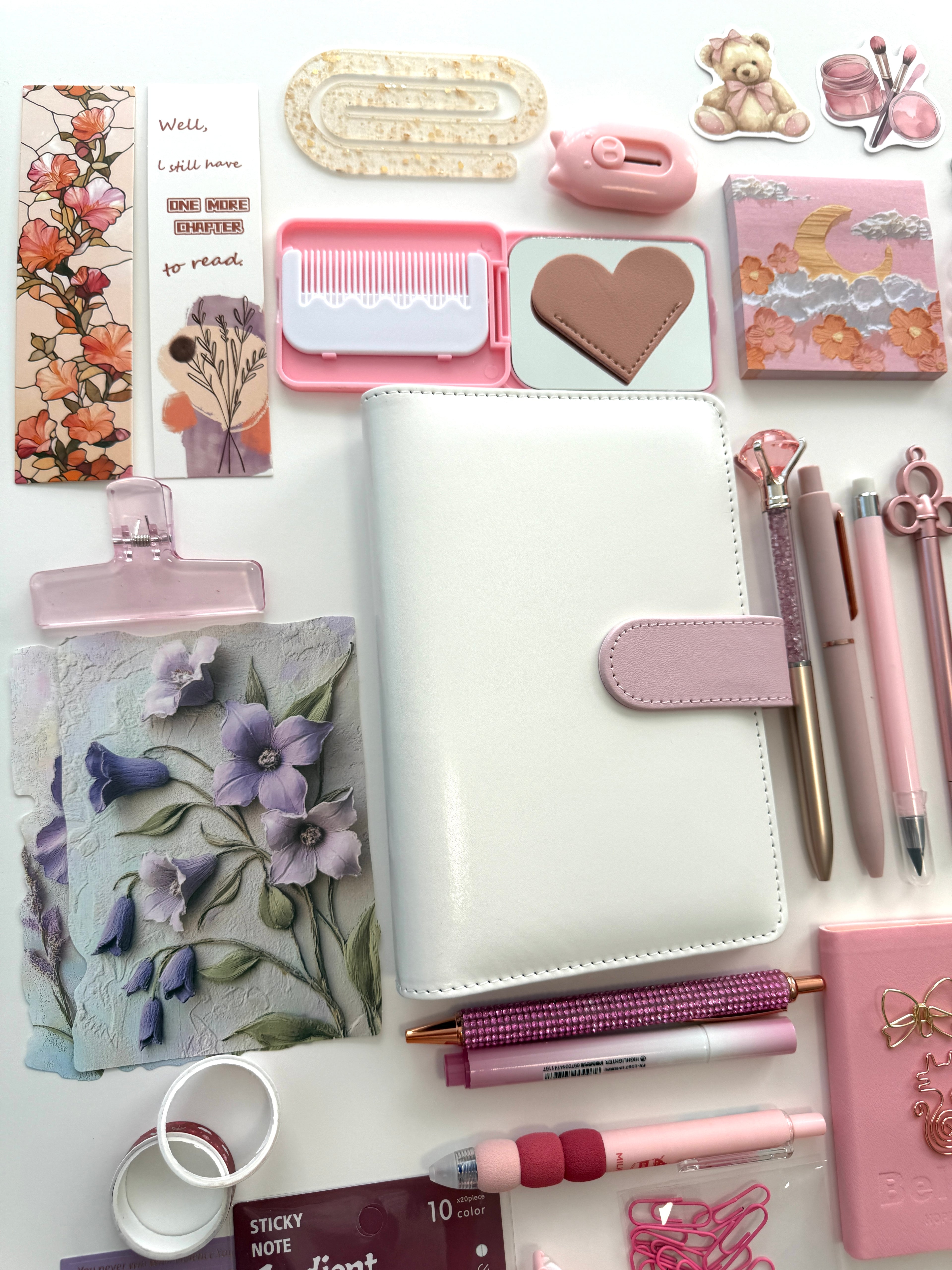 Blush & Snow Bookish Bundle | Pink & White Aesthetic Stationery Box | 50+ Items Gift Set