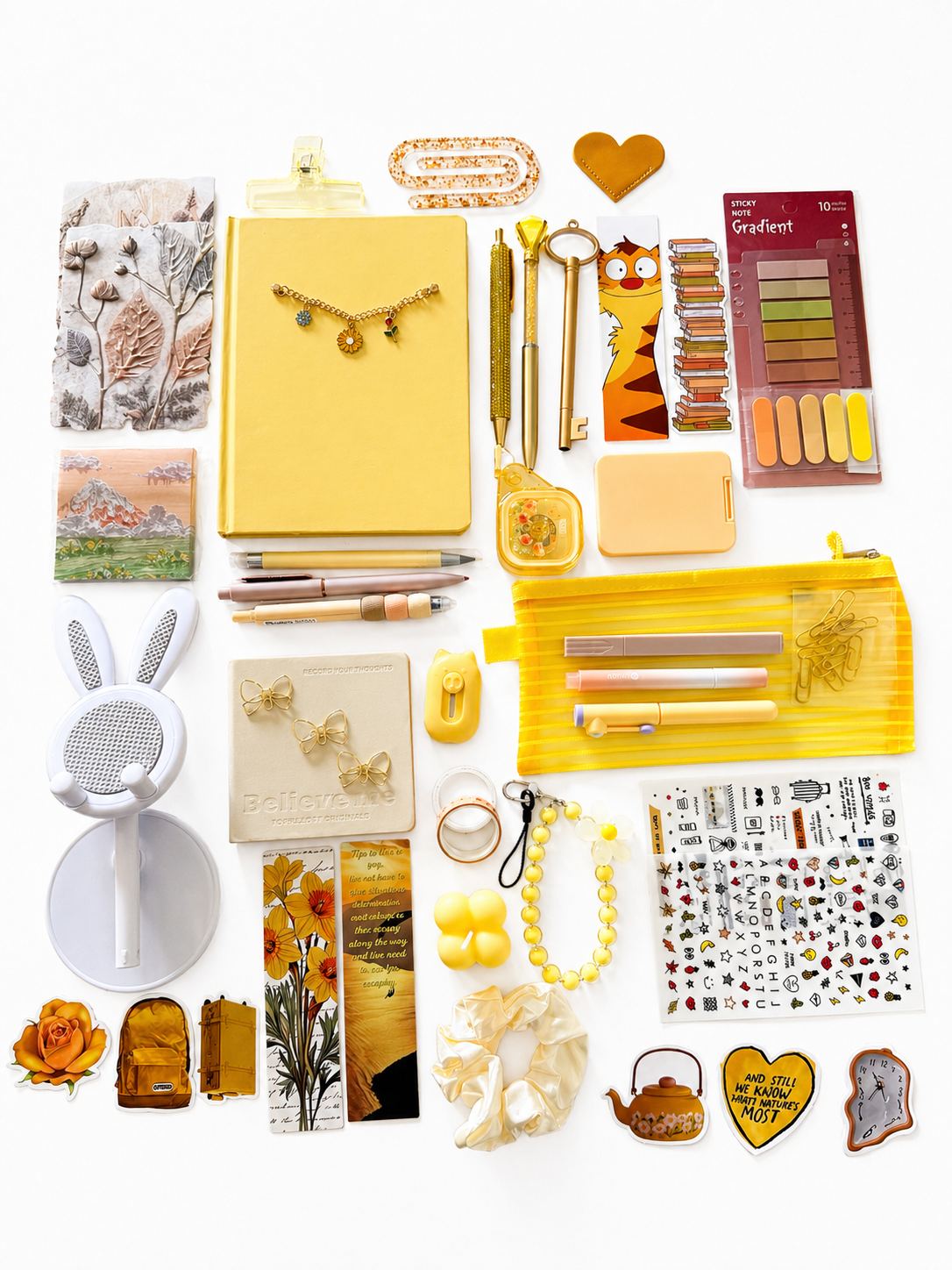 Sunshine Bookish Bundle ☀️ Yellow Aesthetic Gift Box, Stationery Set, Cute Journaling Kit, 50+ Items, Cozy Gift for Her, Mystery Box